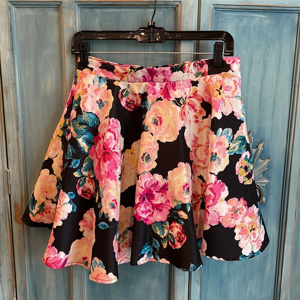 Black Floral Skirt